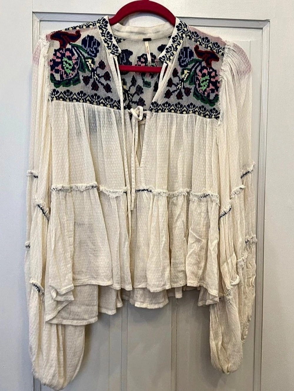 Free People Boho Embroidered Floral Tunic